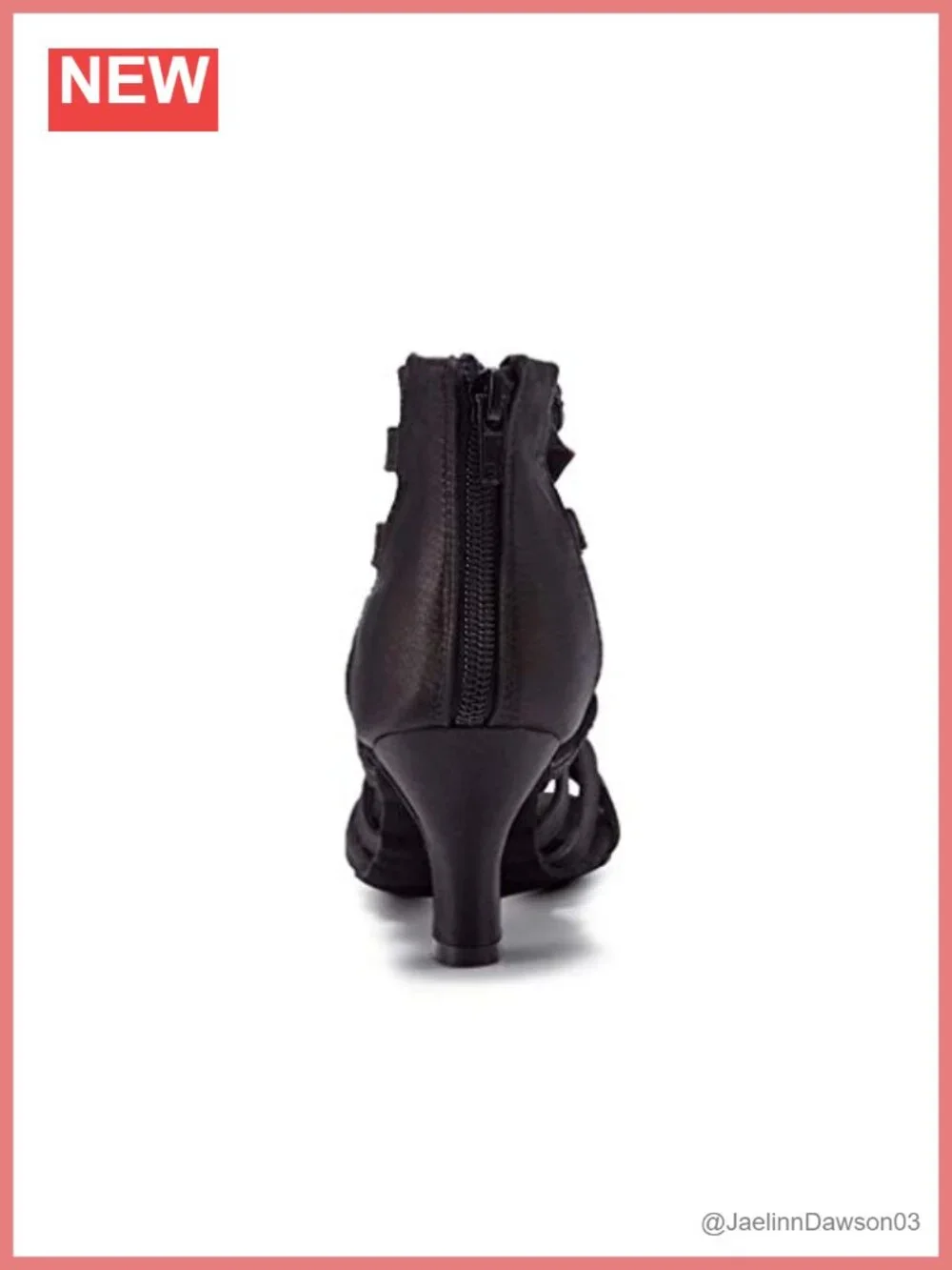 Women's Ballroom Dance Shoes Suede Block Heel Ankle Strap Rhinestone Zip S206